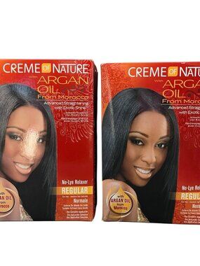 2 Creme of Nature Argan Oil No Lye Relaxer Regular for Fine  Medium Hair Texture